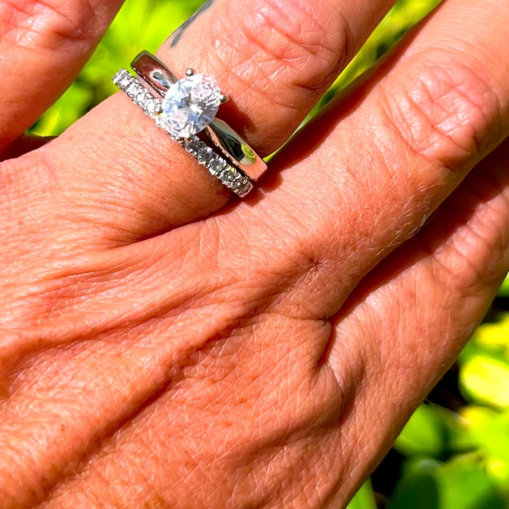 14K White Gold Moissanite Wedding Set